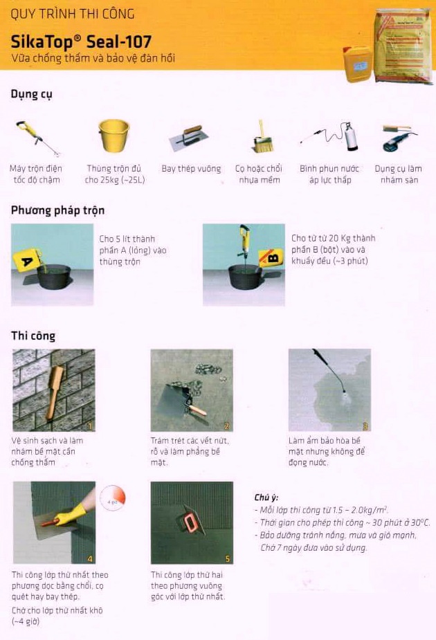 Quy trình thi công chống thấm Sika 107
