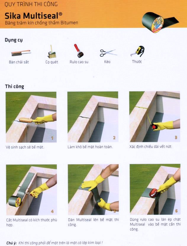 Thi công băng keo chống thấm tự dính Sika Multiseal