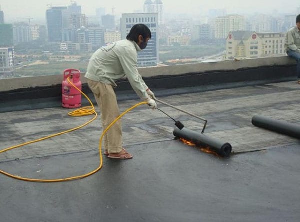 Chống thấm ngược bằng màng khò bitum đàn hồi