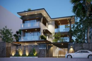 Thiết kế mẫu sơn nhà chữ L đẹp với màu Ming Grey