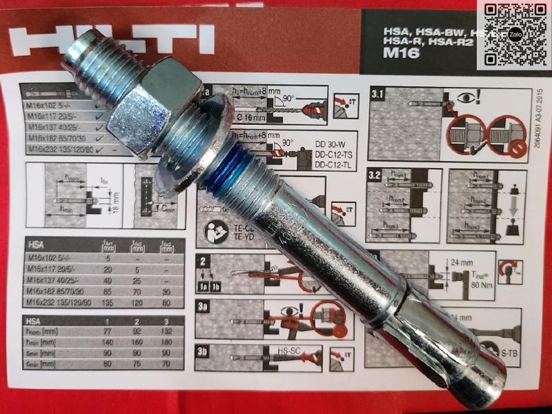 HILTI HSA | Bulong Nở 3 Cánh Thép