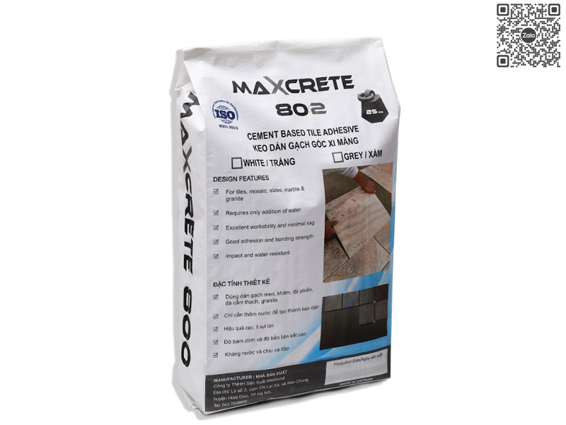MAXCRETE 802 | Vữa Dán Gạch Gốc Xi Măng Loại C2